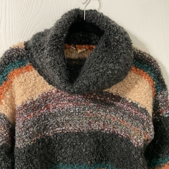 Moth Anthropologie Color Block Wool Blend Turtleneck Sweater Oversized XS - Picture 4 of 6